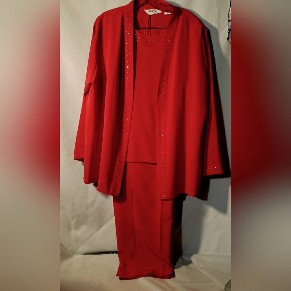 Vintage Red 3 pc pant suit